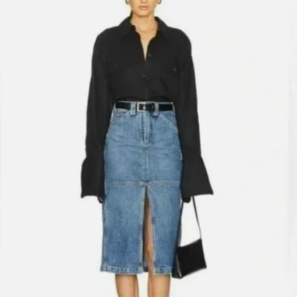 A.L.C. Alden Split Denim Midi Skirt – Blue – Size 2 – NWT - Picture 2 of 15